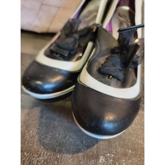 Poetic Licence purple 10 black bow heel formal shoe women's - Picture 2 of 12